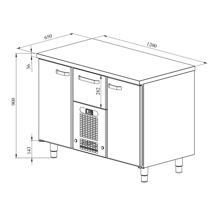 Kylbänk VLE 1221 | 1 låda + 2 skåp (2)