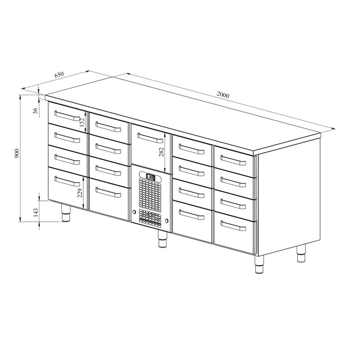 Kylbänk VLE 20017 | 17 lådor (2)