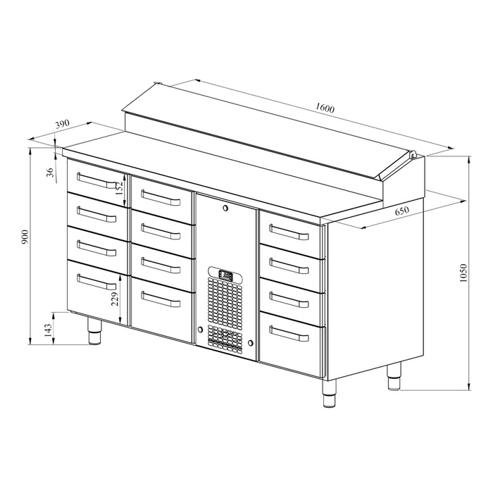 Kylbänk / pizzabänk KLE 16012 (2)
