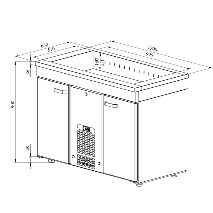 Kylbänk med kylbrunn PA 1220 (2)