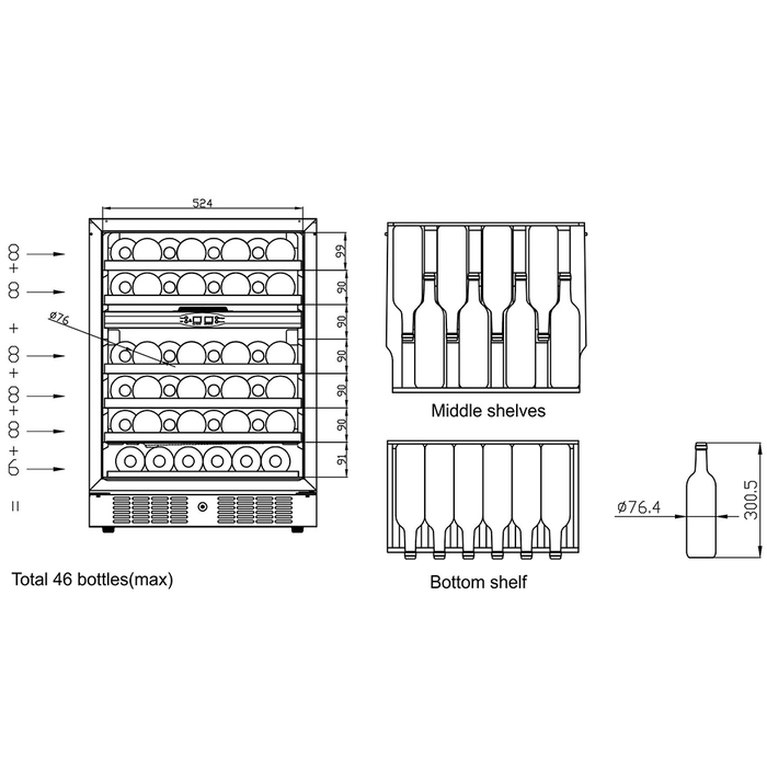 Vinkyl TFW200-2S | Rostfri | 2 zoner (4)