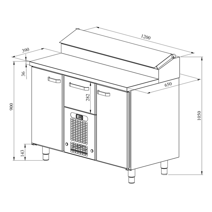 Kylbänk / pizzabänk KLE 1221 (2)