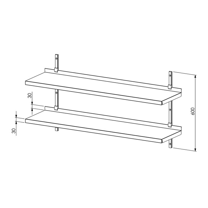 Rostfri vägghylla SR 2TP | 1600x300mm (2)