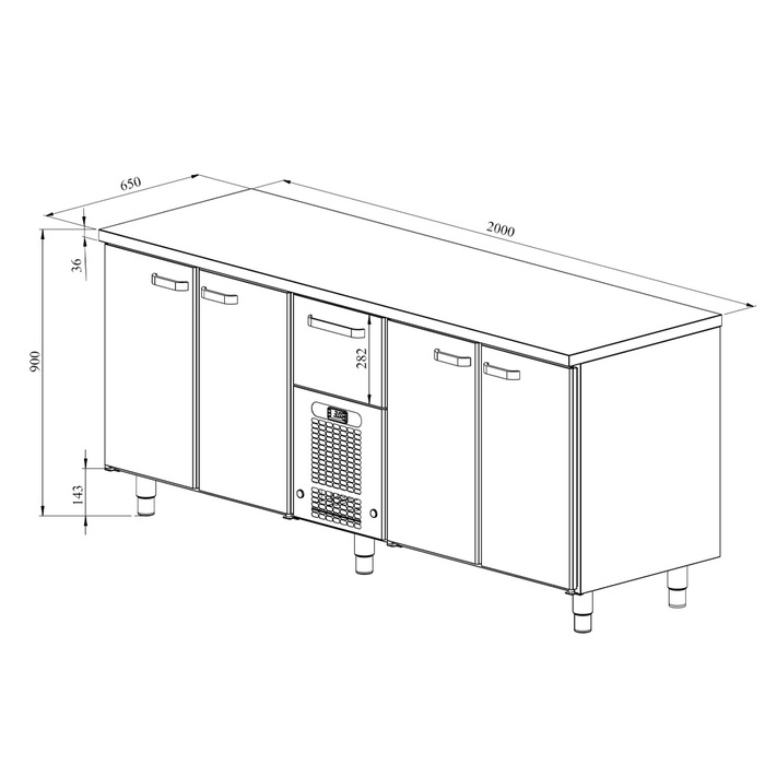 Kylbänk VLE 2041 | 1 låda + dubbla skåp (2)