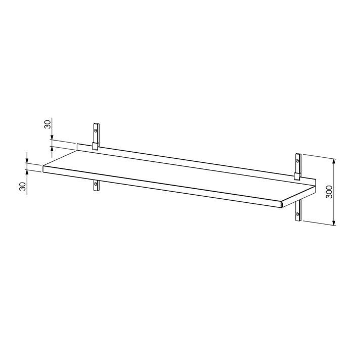Rostfri vägghylla SR 1TP | 1000x300mm (2)