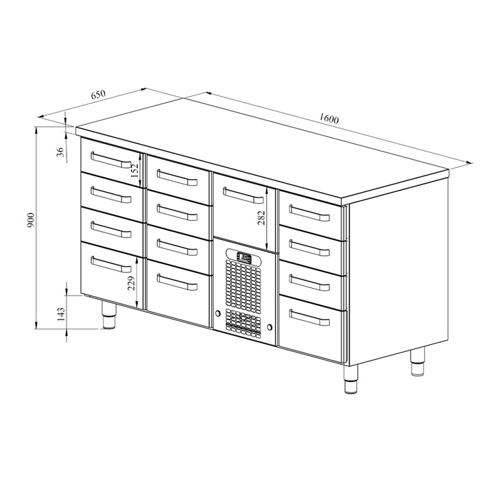 Kylbänk VLE 16013 | 13 lådor (2)