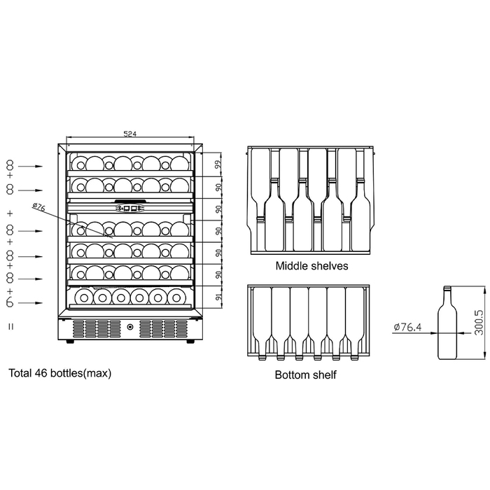 Vinkyl TFW200-2F | Svart | 2 zoner (6)
