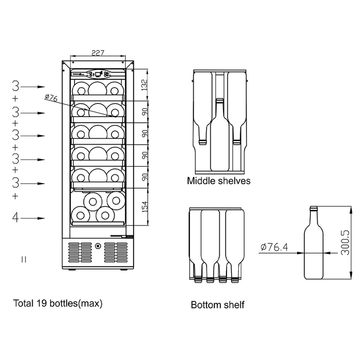 Vinkyl TFW100-S | 1 zon | 19 flaskor (2)