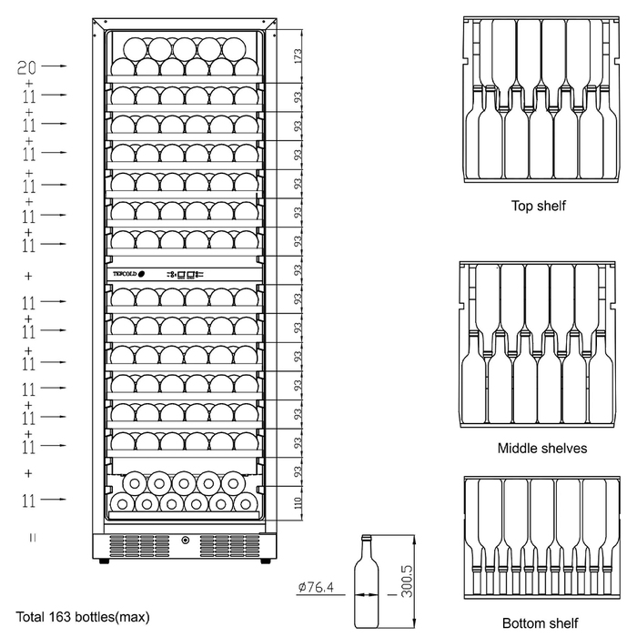 Vinkyl TFW400-2F | Svart | 2 zoner (4)