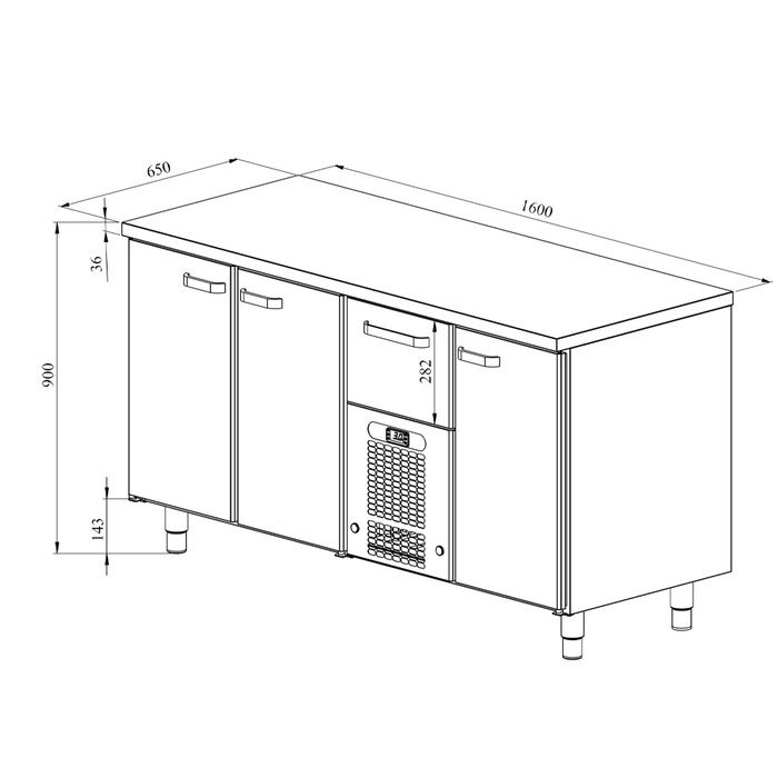 Kylbänk VLE 1631 | 1 låda + 3 skåp (2)
