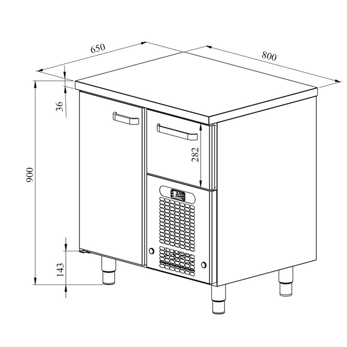 Kylbänk VLE 811 | 1 låda + 1 skåp (2)