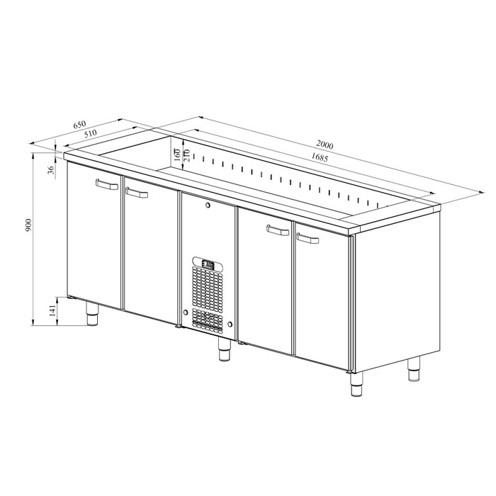 Kylbänk med kylbrunn PA 2040 (2)