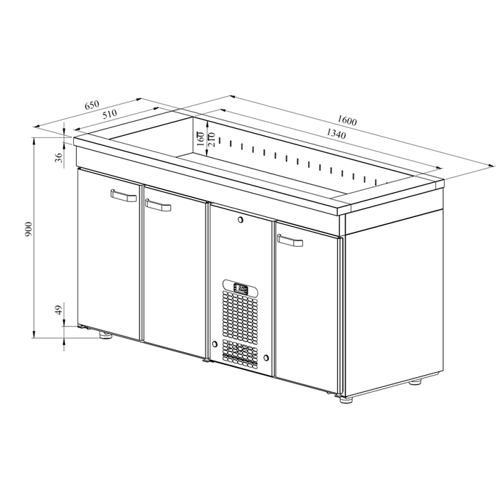 Kylbänk med kylbrunn PA 1630 (2)
