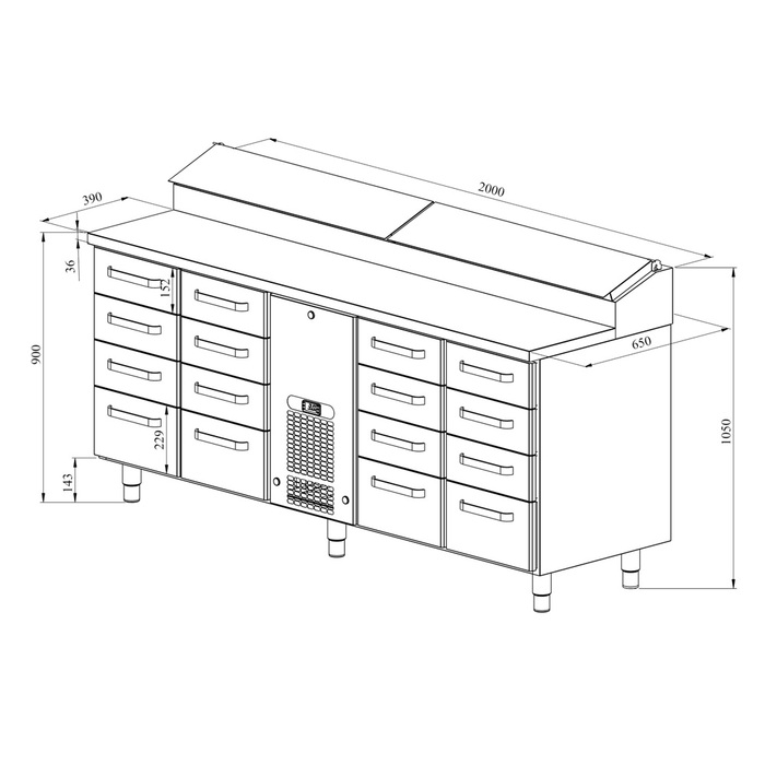 Kylbänk / pizzabänk KLE 20016 (2)