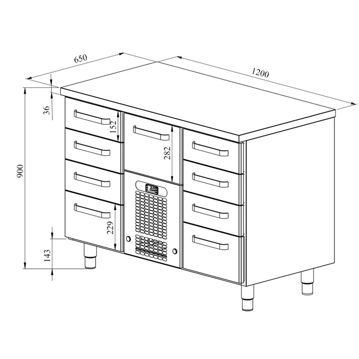 Kylbänk VLE 1209 | 9 lådor (2)
